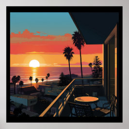PÓSTER PUESTA DE SOL EN SANTA MONICA #1