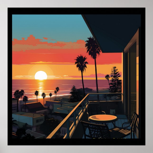PÓSTER PUESTA DE SOL EN SANTA MONICA #1 (Frente)