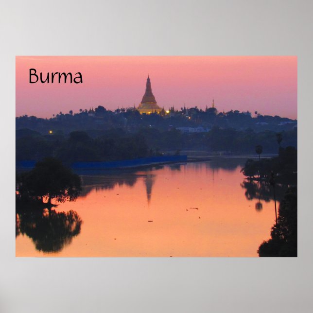 Póster puesta de sol en shwedagon (Frente)