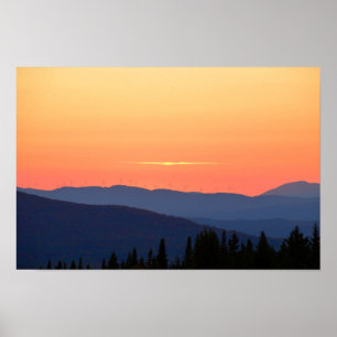 Póster Puesta de sol en Vermont con aerogeneradores