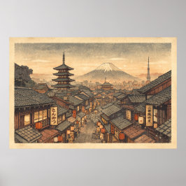Póster Puesta de sol eterna en el antiguo Kioto
