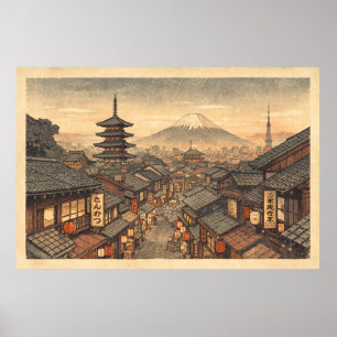 Póster Puesta de sol eterna en el antiguo Kioto