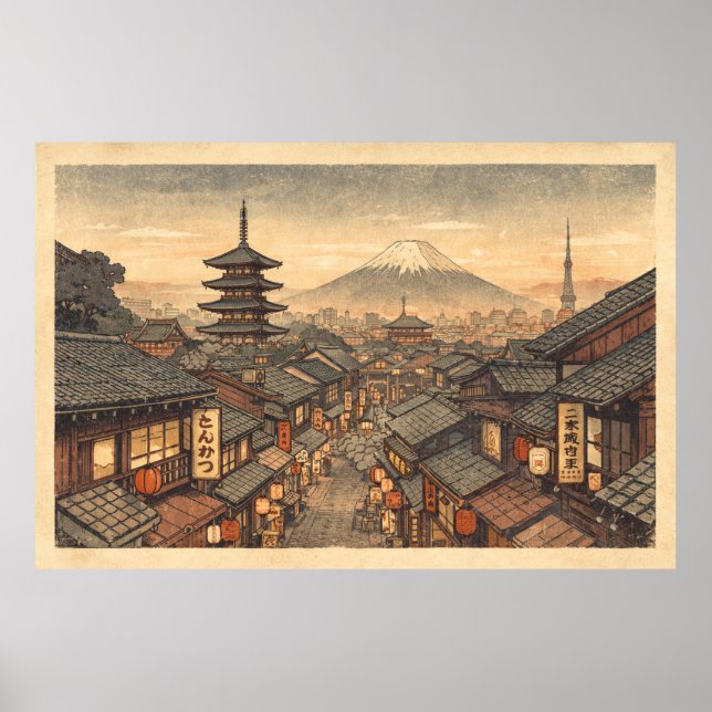 Póster Puesta de sol eterna en el antiguo Kioto (Frente)