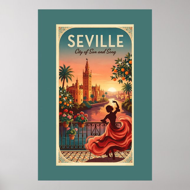 Póster Puesta de sol flamenca en Sevilla (Frente)