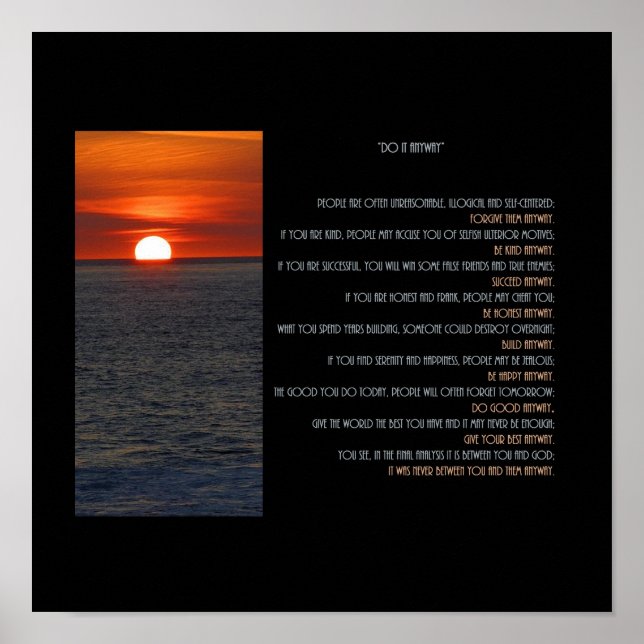 Póster Puesta de sol "Hazlo de todos modos" (Frente)