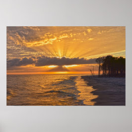 Póster Puesta de sol rayos de sol en Dauphin Island, Alab