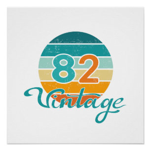 Póster Puesta de sol retro 82 vintage desgastada