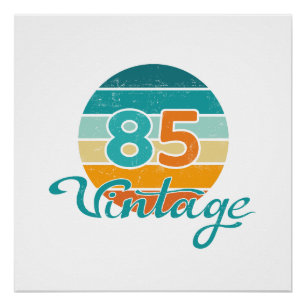 Póster Puesta de sol retro 85 vintage deteriorada