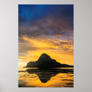 Póster Puesta de sol sobre el archipiélago de Bacuit