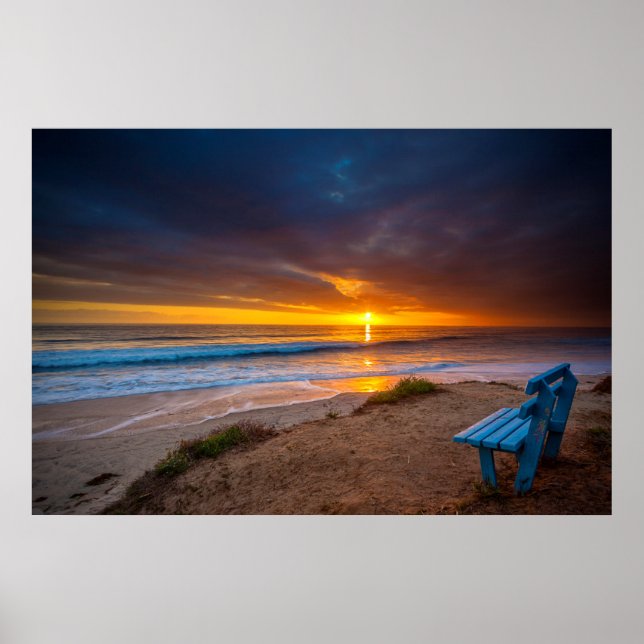 Póster Puesta de sol sobre el Océano Pacífico (Frente)