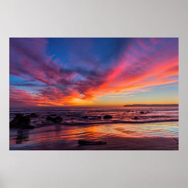 Póster Puesta de sol sobre el Pacífico desde Coronado 2 (Frente)