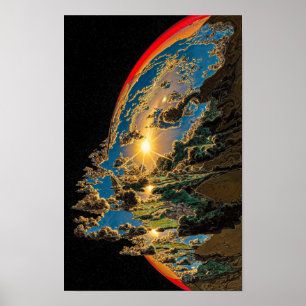 Póster Puesta de sol sobre el planeta alienígena C