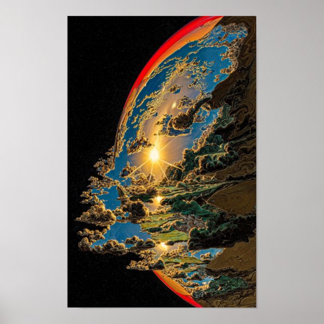 Póster Puesta de sol sobre el planeta alienígena C (Frente)