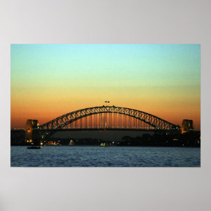 Póster Puesta de sol sobre el puente de la bahía de Sídne