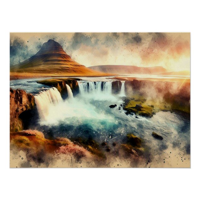 Póster Puesta de sol sobre Islandia,  (Anverso)