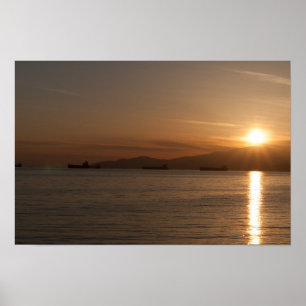 Póster Puesta de sol sobre la bahía de Vancouver - Canadá