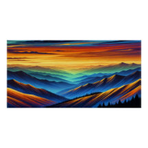 Puesta de sol vibrante sobre cordilleras coloridas