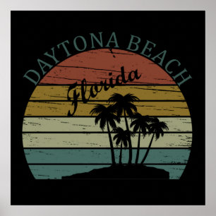 Póster Puesta de sol vintage de verano Daytona Beach Flor