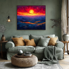 Póster Puesta de sol vívida sobre la cordillera – Escena