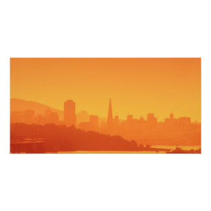 Póster Puesta del sol brillante de San Francisco
