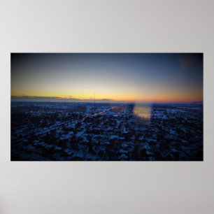 Póster Puesta del sol Cedar Rapids del invierno