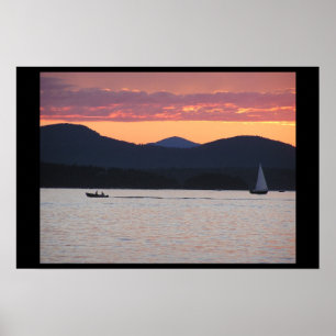 Póster Puesta del sol de Champlain del lago