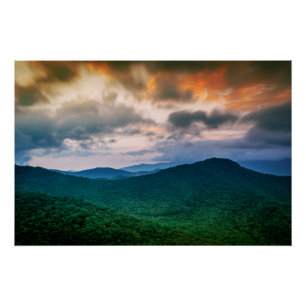Póster Puesta del sol de la montaña
