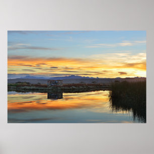 Póster Puesta del sol de Laguna Nimez, EL Calafate, la