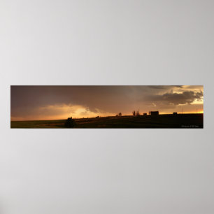 Póster Puesta del sol de piedra del edificio