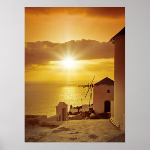 Póster Puesta del sol de Santorini