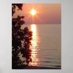 Póster Puesta del sol del lago Michigan