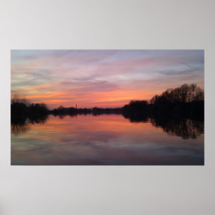 Póster Puesta del sol del río