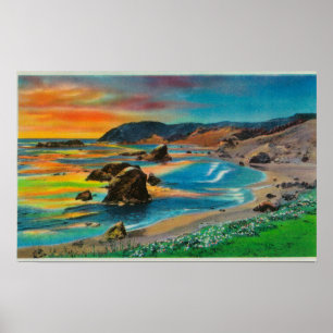 Póster Puesta del sol en el cabo San SebastianCoast