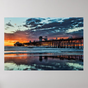 Póster Puesta del sol en el embarcadero de la costa