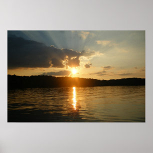 Póster Puesta del sol en el lago