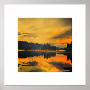 Póster Puesta del sol en el lago Jenkinson
