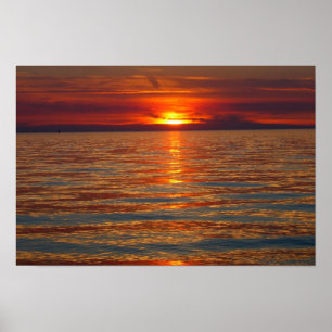 Póster Puesta del sol en el lago Michigan 4