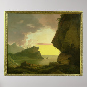 Póster Puesta del sol en la costa cerca de Nápoles,