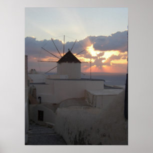 Póster Puesta del sol Ia Santorini