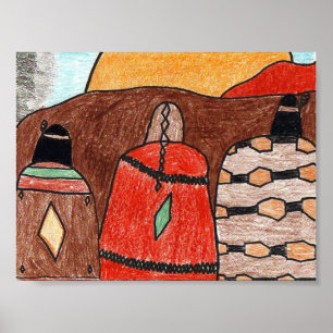 Póster Puesta del sol india