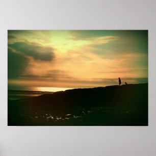 Póster Puesta del sol por el mar