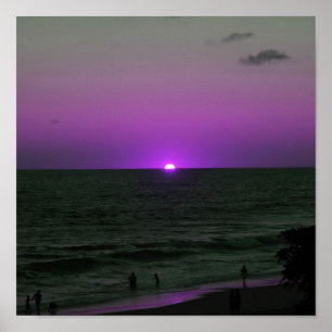 Póster puesta del sol púrpura