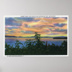 Póster Puesta del sol sobre el lago, Adirondack Mts