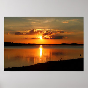 Póster Puesta del sol sobre el lago Thurmond