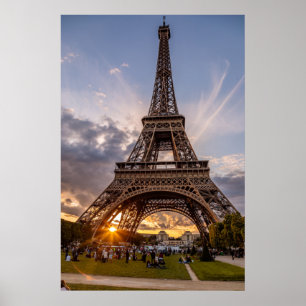 Póster Puesta del sol Starburst de la torre Eiffel