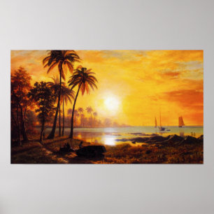 Póster Puesta del sol tropical con el poster de los