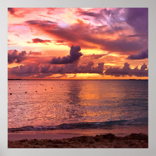 Póster Puesta del sol tropical de la playa