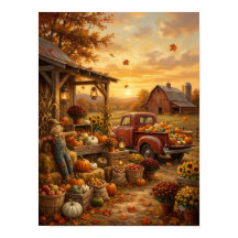 🎃 Puesto de Calabazas Vintage de Granja en Lona |