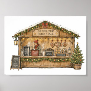 Póster Puesto de comida del mercado de Navidad para amant