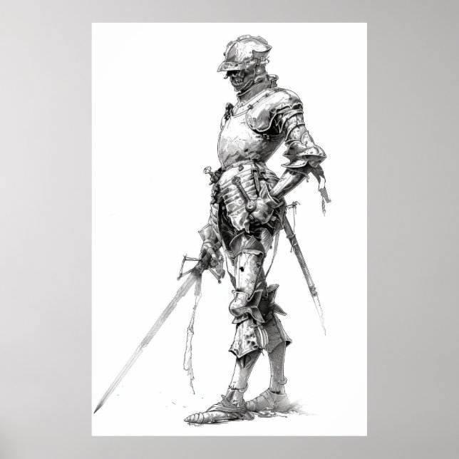 Póster Puesto de Ilustracion militar Landknecht del siglo (Frente)